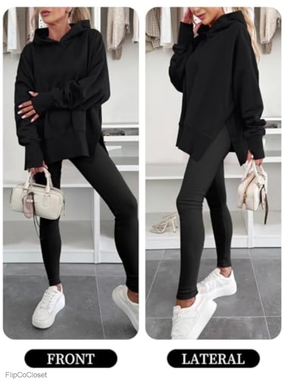 Oversized Pullover Hoodie Long Sleeve Sweatshirt with Thumbhole Cuffs - Picture 5 of 6